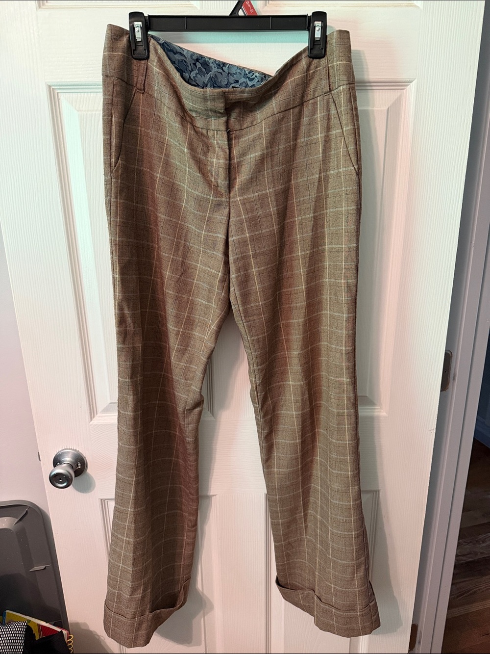 Studio Y Brown Plaid Wide Leg Pants